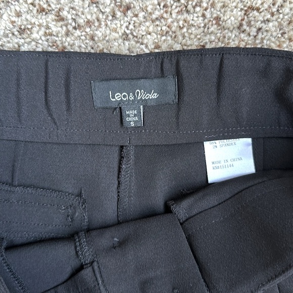 Lea & Viola Black Wide-Leg Cropped High Waisted Pleated Front Culottes Size S - Picture 4 of 6